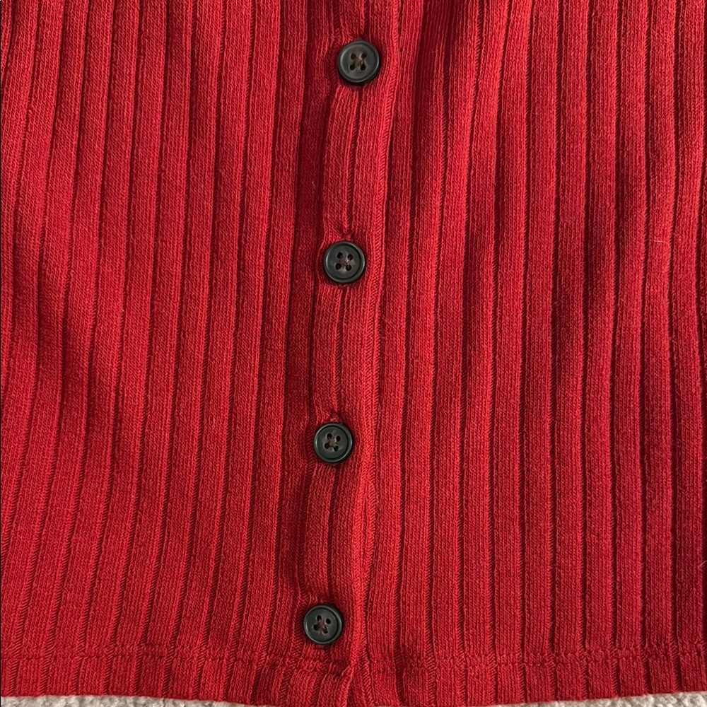Madewell Red Ribbed Fitted Blouse - Picture 3 of 4